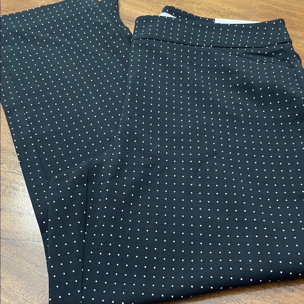 NWT Chicos Black with White Polka Dot Slim Leg Pants 1.5 or 10